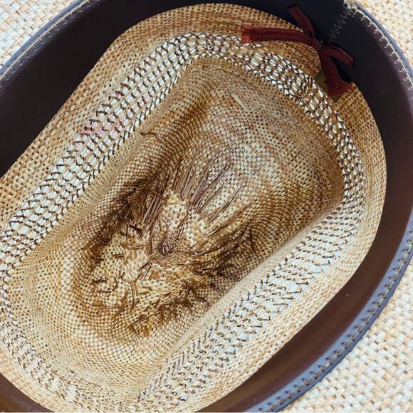 Stylish Straw Cowboy Hat with Feathered Hat Band - Picture 8 of 8